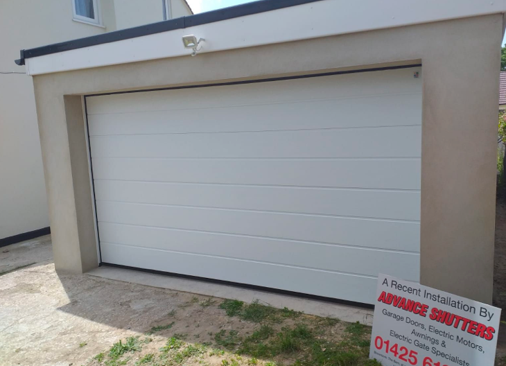 White sectional garage door.