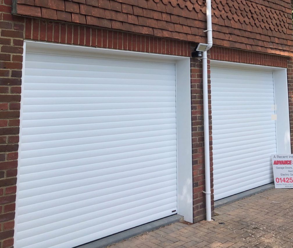 Photo of a double garage door fitted by Advance Shutters in Hampshire.
