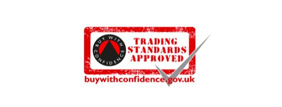 Logo saying "trading standards approved".